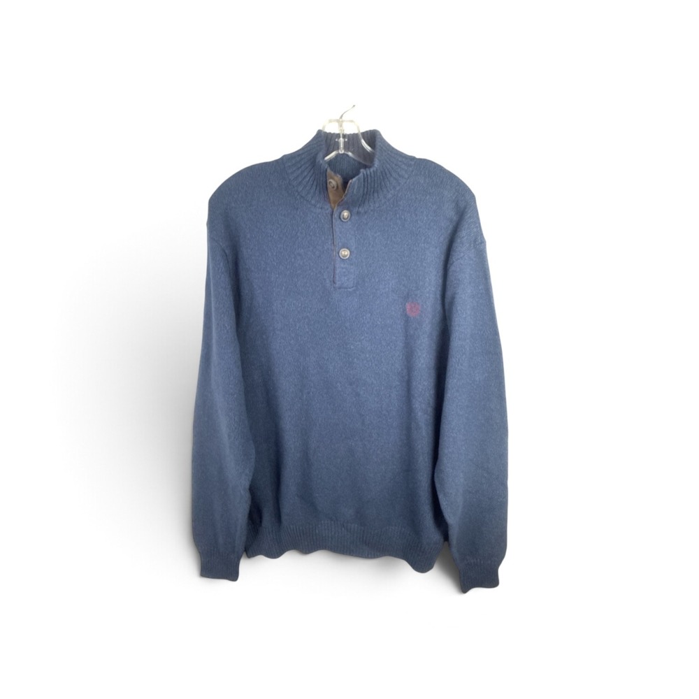 Chaps Mens XL Navy Blue Cotton Mock Neck Sweater Elbow Patches NWT 638K27